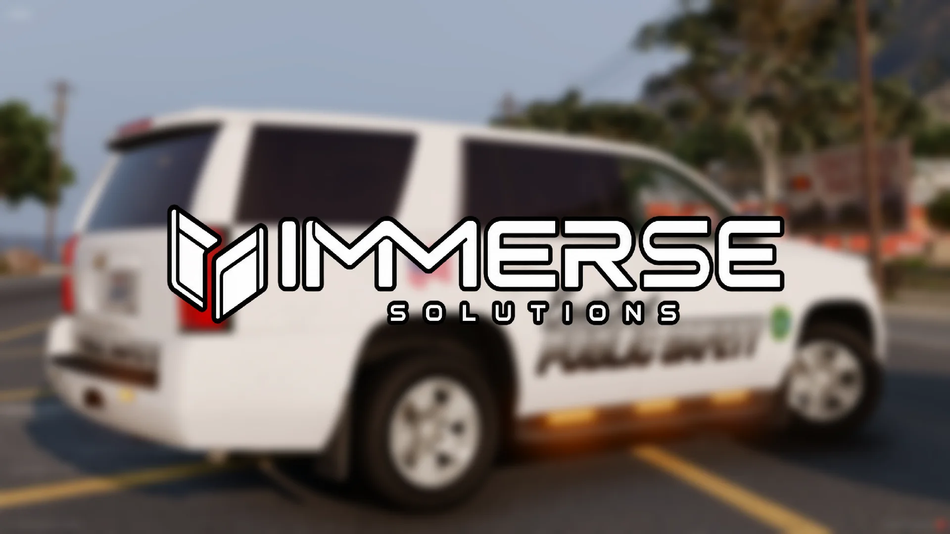 Immerse Solutions logo over a public safety SUV